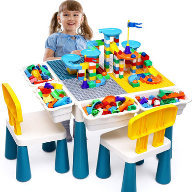 Kids Building block table with two chairs + 160pcs blocks Compatible Lego