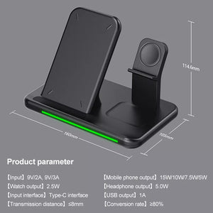 Fast iPhone Android Wireless Charger 4 in 1