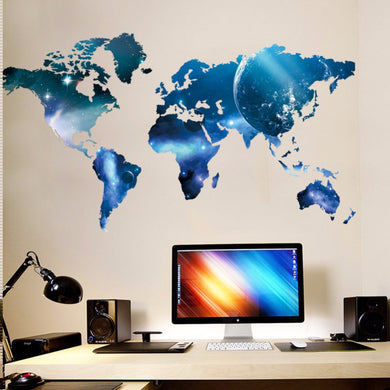 3D Blue World Map Wall Stickers