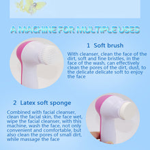 Load image into Gallery viewer, 5 in 1 Electric Body Face Wash Machine Cleaning Beauty Massager Brush Set