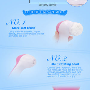 5 in 1 Electric Body Face Wash Machine Cleaning Beauty Massager Brush Set