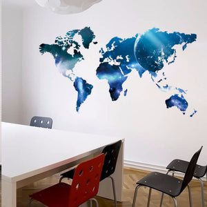 3D Blue World Map Wall Stickers