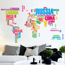 Load image into Gallery viewer, World map color letters wall stickers